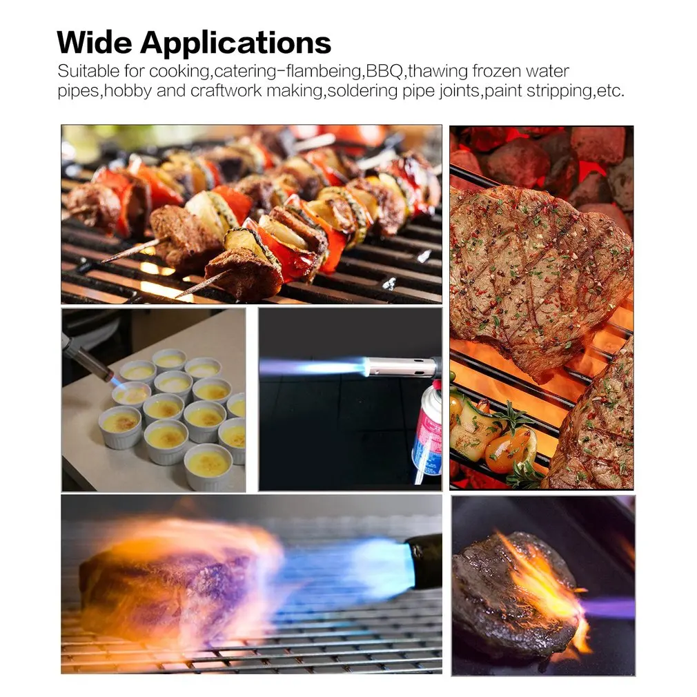 

Copper Flame Gun Gas Burners Gun Maker Torch Lighter Auto Piezo Ignition Flamethrower Gas Torch For Outdoor BBQ Camping Picnic