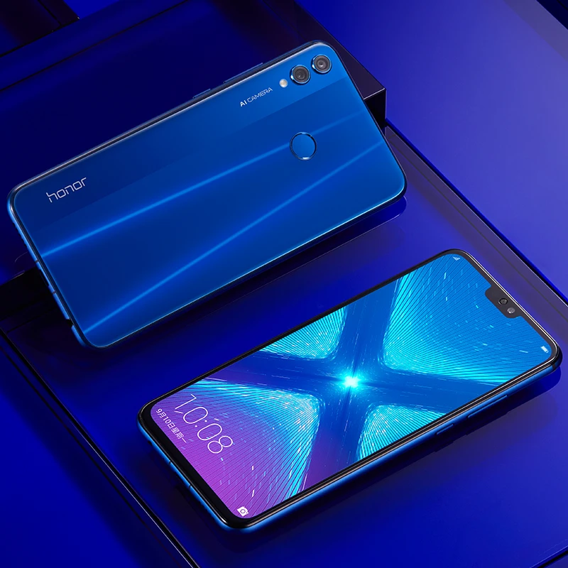 Мобильный телефон HONOR 8X с глобальной прошивкой, 4 ГБ, 64 ГБ, Восьмиядерный процессор Kirin 710, 6,5 дюймов, Android 9,0, 3750 мА/ч, сканер отпечатков пальцев, 20 МП