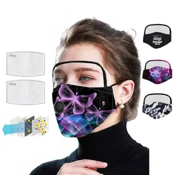

Adult Dustproof Face Mask with Eye Shield 2 Replacable Filters USA Flag Butterfly Camouflage Printed Breathing Valves Reusable