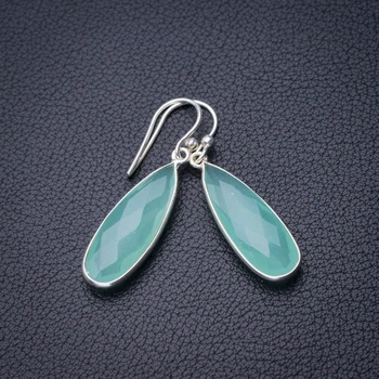 

StarGems Natural Chalcedony Handmade 925 Sterling Silver Earrings 1.5" D6679