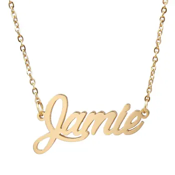 

New Hot Personality Gold Color Personalized Name Necklace Stainless Steel Customized Metal CutNecklaces Custom Wedding Jewelry