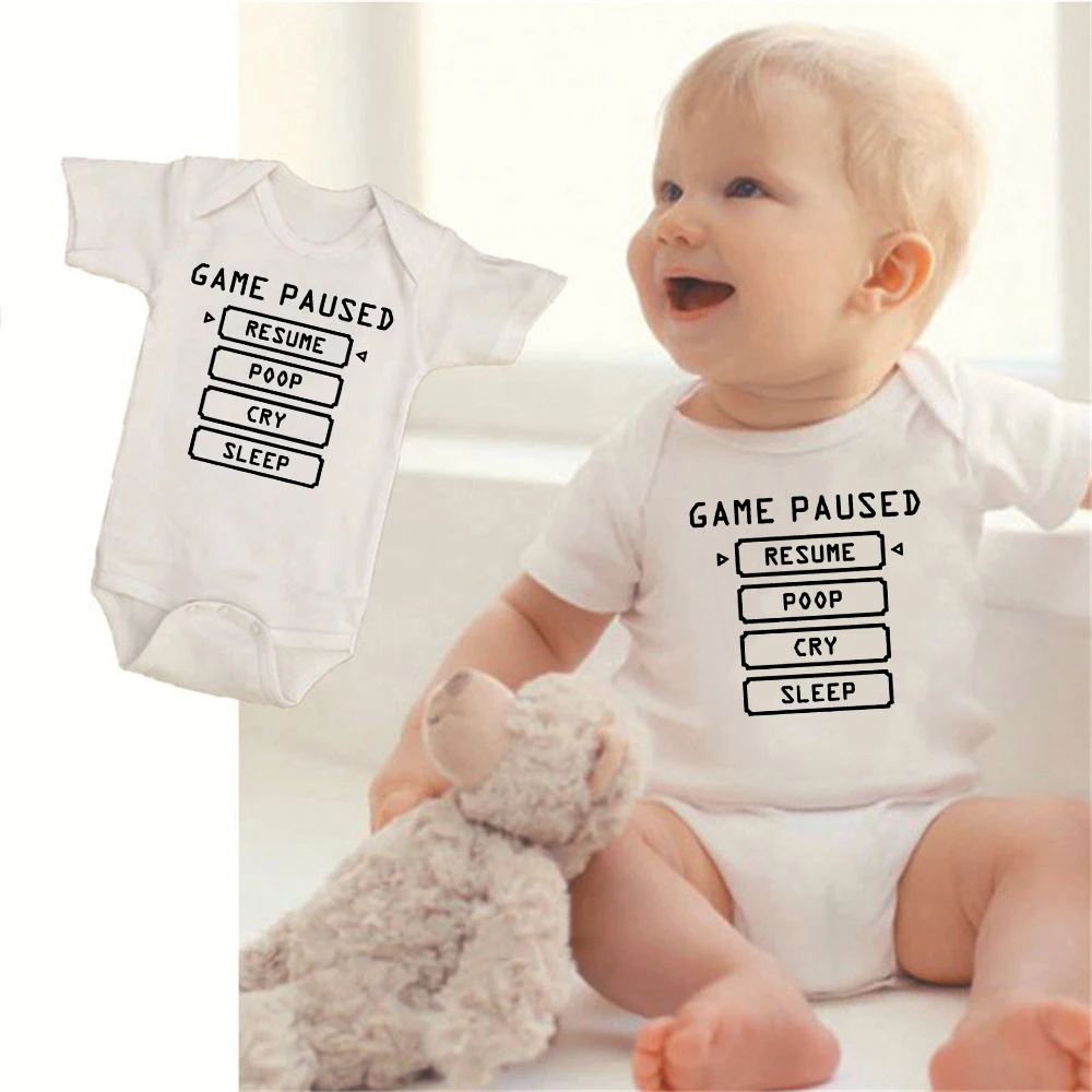 Игра на паузу летняя модная одежда для новорожденных BabyRomper Одежда футболка