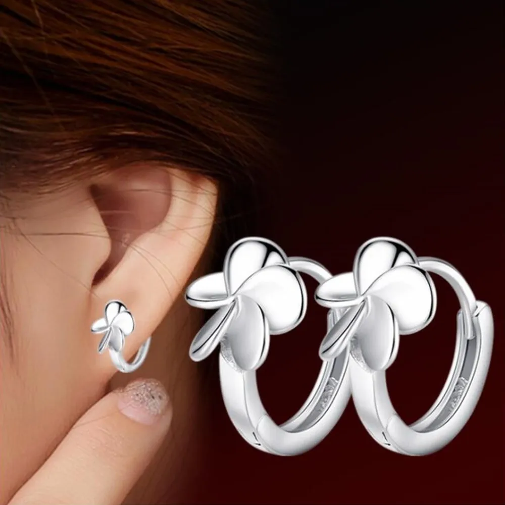 Fashion Earrings Jewelry Flower NEHZY 925-Sterling-Silver Retro Woman New Leaf Grass-Pop