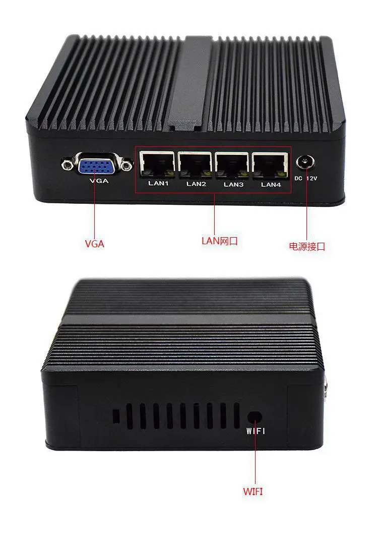 Celeron J1900 4 LAN Ports Mini PC Quad cores 4 Threads 2 0GHz VGA WIFI Windows10 3