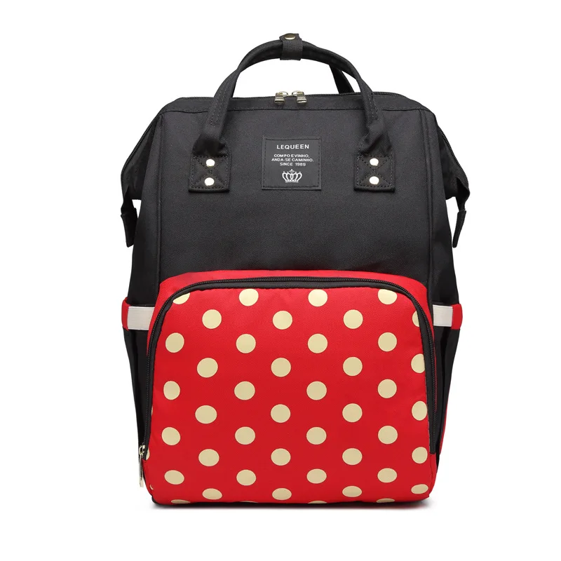 Lequeen модная сумка для мам, сумка для подгузников для мам, Большая вместительная сумка для подгузников, рюкзак для путешествий, сумка для ухода за ребенком, женская модная сумка - Цвет: dot