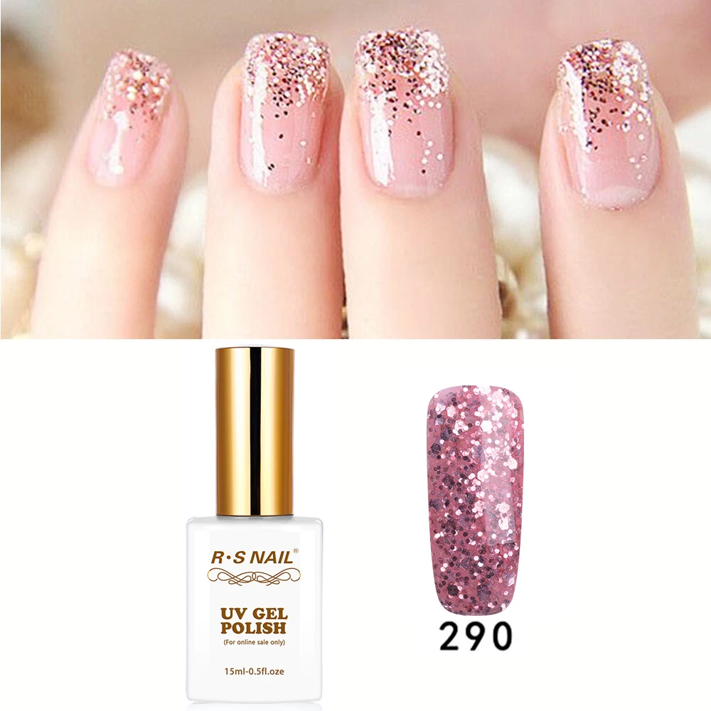 

RS NAIL Gel Polish No.290 Glitter Esmalte Para Unha Sparkle Gel Lak Sequin UV LED Varnish Lakier Hybrydowy 15ml
