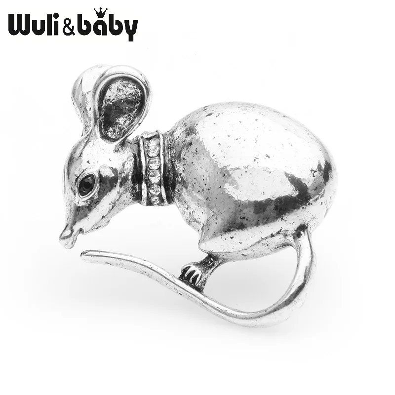 От \ T Wuli &amp baby в ретро-стиле Цвет золотистый серебристый Броши с изображением мыши