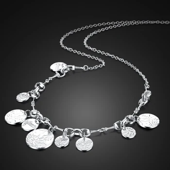 

National Ornate Girls Silver Jewelry 925 Sterling Silver Necklace Patterns Round Pendant Design Retro Solid Silver Necklace Girl