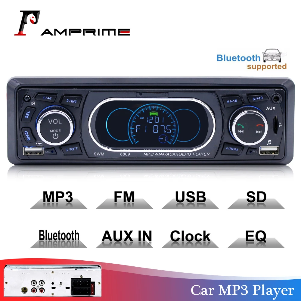 Автомагнитола AMPrime 1din 12 В Bluetooth FM радио MP3 аудиоплеер зарядное устройство 5 USB SD AUX