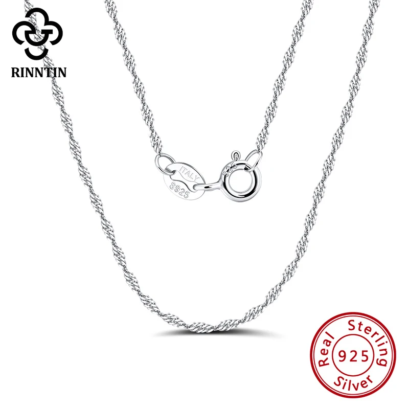 

Rinntin Real S925 Silver Women 2.3mm Twisted Singapore Rope Chain Necklace 40cm/45cm/50cm Chain Necklace Fashion Jewelry SC02