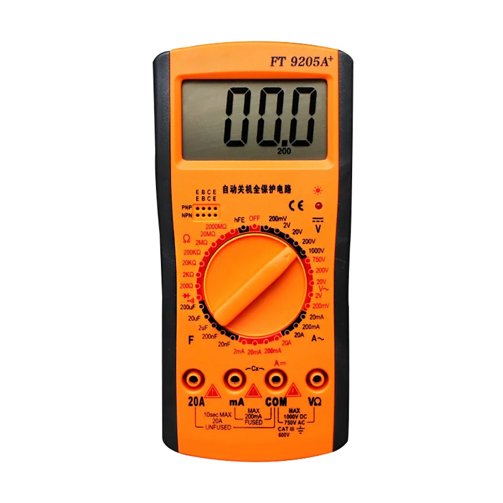 FT9205A+ ЖК-цифровой высокоточный мультиметр AC/DC тестер напряжения диода тока светящийся дисплей защита от сжигания ремня - Цвет: FT9205A