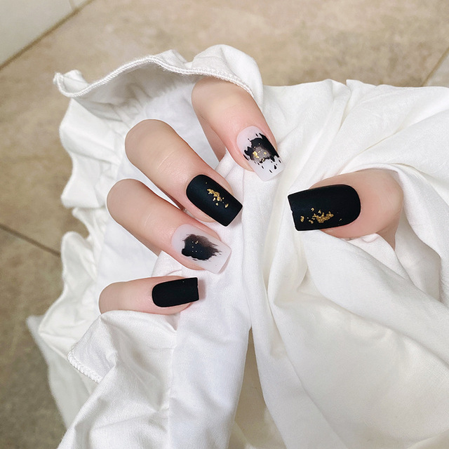 Khaki Pure Color Frosted Ballet matte Fake Nail press on Wearable Detachable Nail Tip Long Healthy full cover for Girl