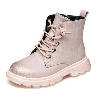 

2020 Kids Boots Autumn Winter PU Leather Waterproof Girl Shoes Zip Rome Solid color Little Martin Boots Fashion Baby Boots