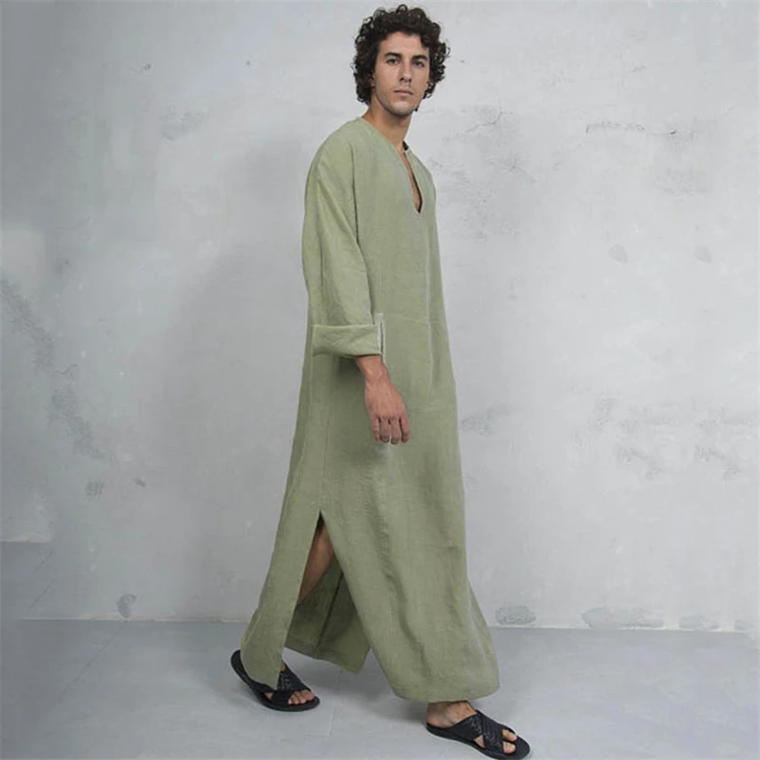 Muslim Dress Kaftan Men Abaya Full Sleeve Vintage Robes Saudi Arabia Dubai Arab Kaftan Men Jubba Thobe Islamic Clothing Pakistan