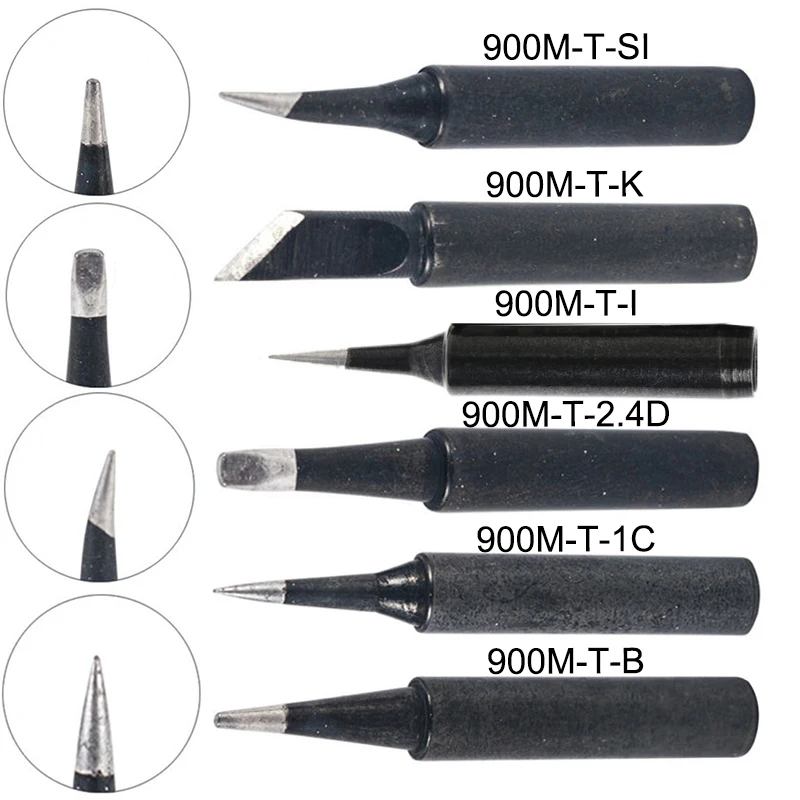 900M-T Copper Lead Free Soldering Iron Tips SI/I/B/K/2.4D/1C Welding Head Saike 936 852d 909D Soldering Station 5Pcs