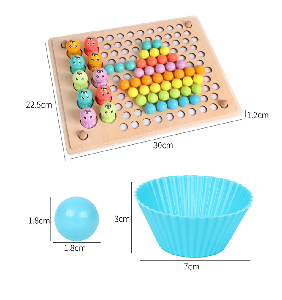 Kids Montessori Wooden Toys Hands Brain Training Clip Beads Chopsticks Beads Toys Early Educational Puzzle Board Math Game Toy