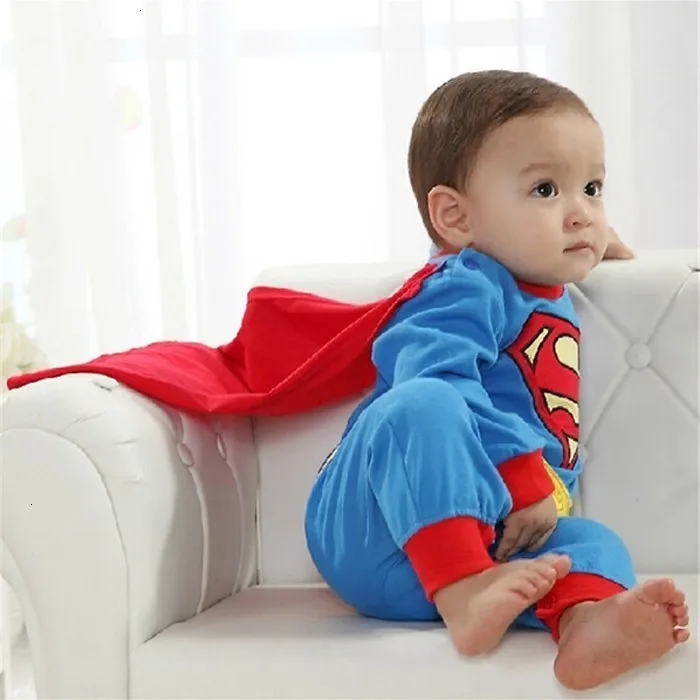 Мальчик ползунки супермен с длинным рукавом рождество костюм подарок мальчиков комбинезон весна осень одежда для новорожденных мальчик комплект