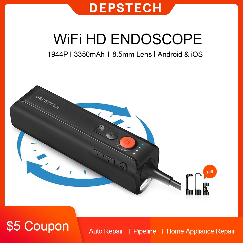 DEPSTECH-endoscopio inalámbrico 1944P, 3350mAh con 6 luces LED para Android e iOS, cámara de inspección con zoom, cámara de serpiente