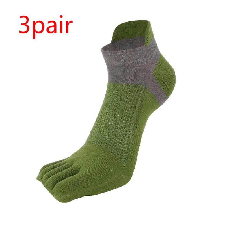 3pair green 1/2/3 пары в упаковке носки с отдельными пятью пальцами ног сетчатая воздухопроницаемая комфортная обувь Для мужчин носки всесезонные Non-slip прочный эластичный из хлопка с фирменным логотипом Колготки чулочно-носочные изделия - Цвет: 3pair green