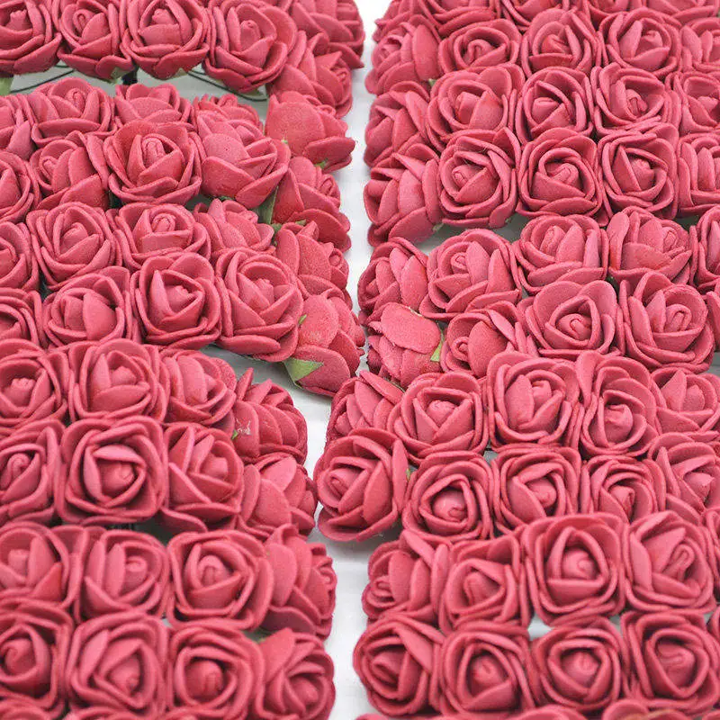 36/72/144 шт. 2 см искусственные розы PE Поролоновый букет цветов для Baby Shower или для вечеринки по случаю дома Свадебные украшения DIY ВЕНОК в форме искусственных цветов