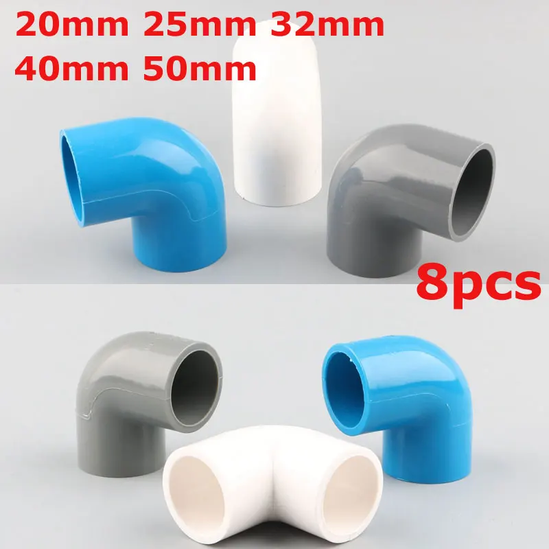 8 шт. ПВХ 90 градусов равный локоть дренажная труба адаптер соединитель для сада