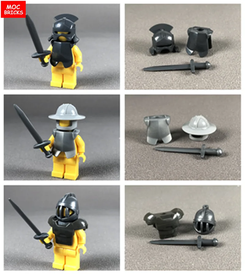 5 компл./лот кубики MOC DIY Hero Броня шлем Меч Набор оружие воин солдат Обучающие
