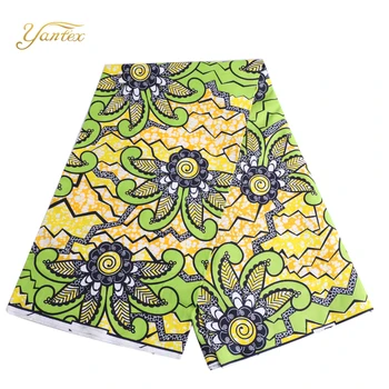 

YANTEX African Fabric Veritable Wax Ankara Nigeria Textile Polyester Wax Tissu Africain 6 Yards New Veritable Wax Ankara Fabric
