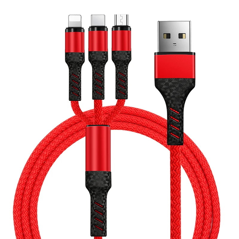 3 в 1 Зарядка через usb кабель 3A для мобильного телефона Micro Тип usb C 8 Pin Зарядное устройство кабель для huawei iPhone XR XS Max X Быстрая зарядка кабеля для передачи данных