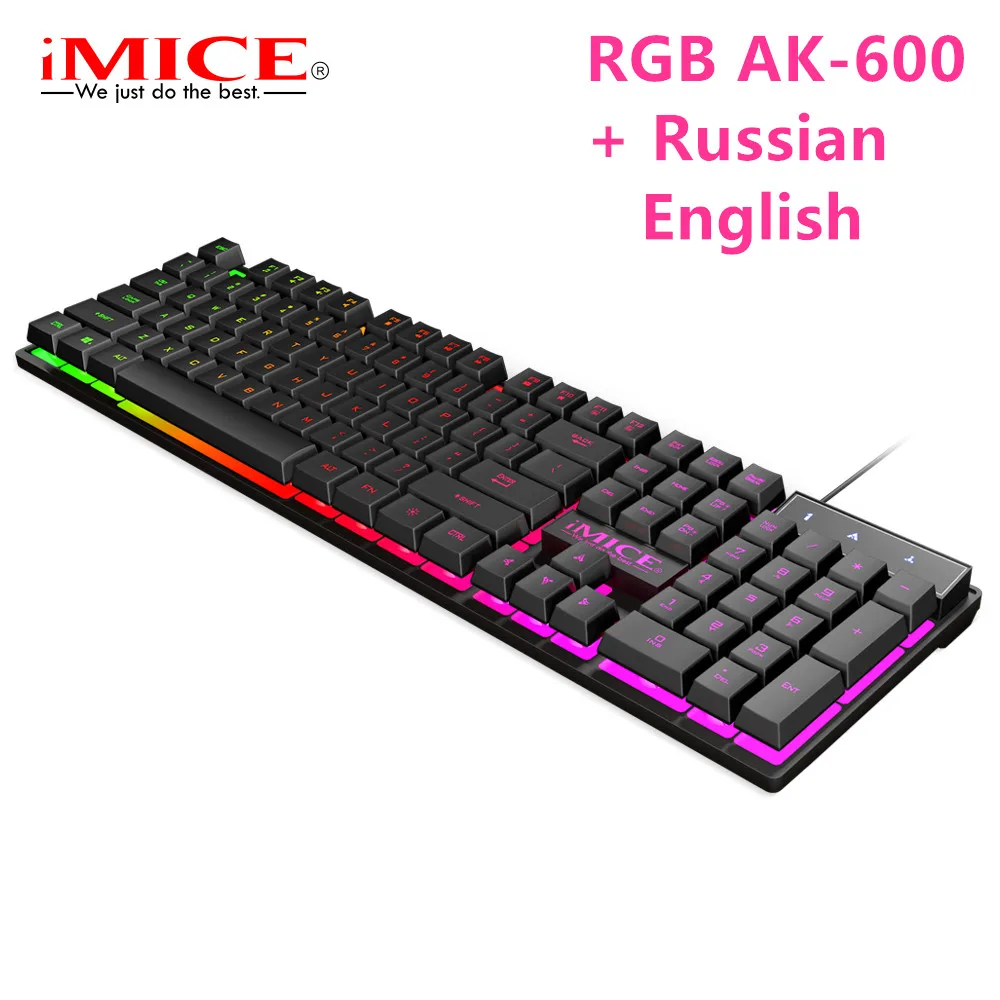 Проводная игровая клавиатура iMice механическая на ощупь + русская наклейка