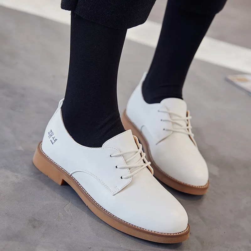 

Women's round-Toe England Women's Casual Single Shoes Lace up Front Brogue Shoes Low Documentary Shoes WOMEN'S Shoes Place of Or