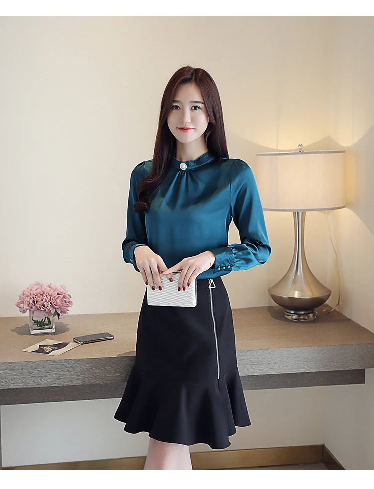 Blusas mujer de moda ladies tops chiffon blouse shirts for women tops Button Solid Butterfly Sleeve plus size tops 6798 50