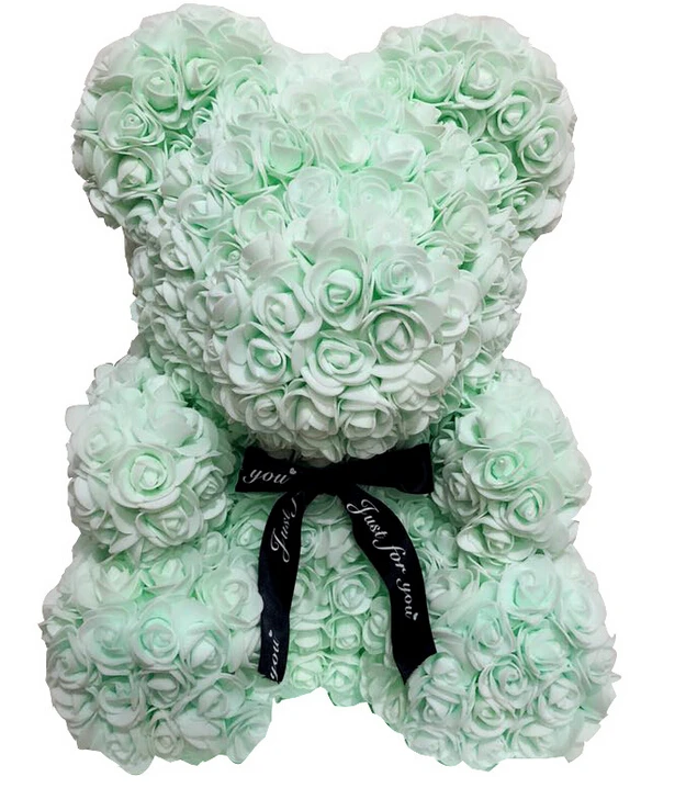 40cm Green 40 см розовый медведь сердце цветок подарок для подруги День рождения Свадьба искусственные вечерние Декор для дома - Цвет: 40cm Green