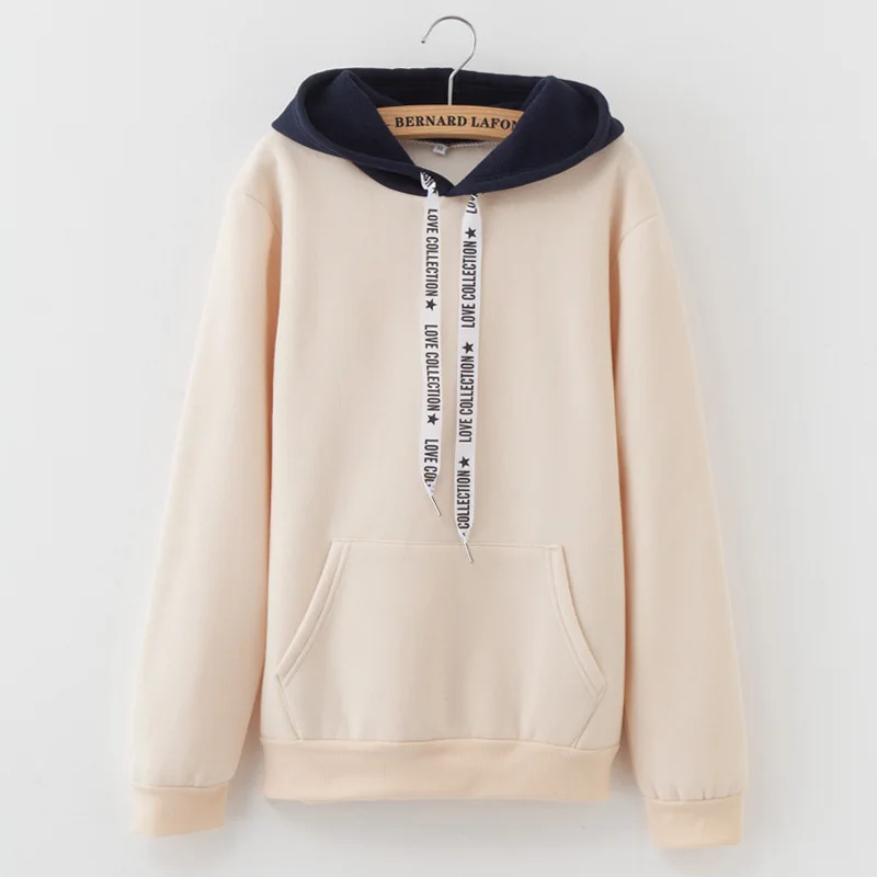 Women's Winter New Solid Color Casual Top Hoodies Sweatshirts Sleeve Long Sleeve Sweatshirt Sportswear - Цвет: khaki