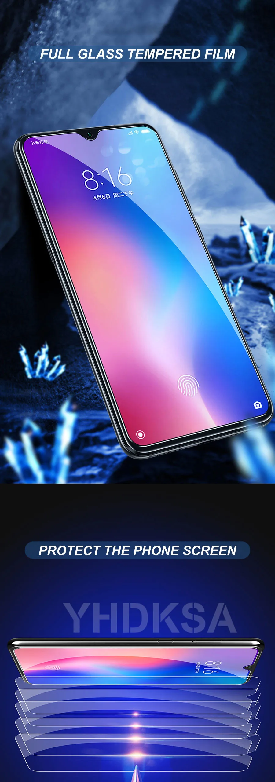 0,22 мм 9H закаленное стекло для Xiaomi Mi 8 9 9T Pro SE защита экрана CC9 CC9E A3 A2 Lite Play F1 Защитная стеклянная пленка