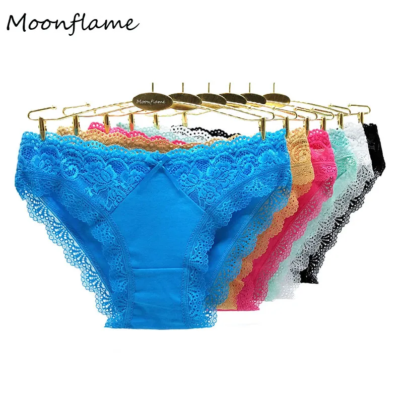 Moonflame 5 шт./лот женская одежда 6 ярких цветов сексуальные кружевные хлопковые