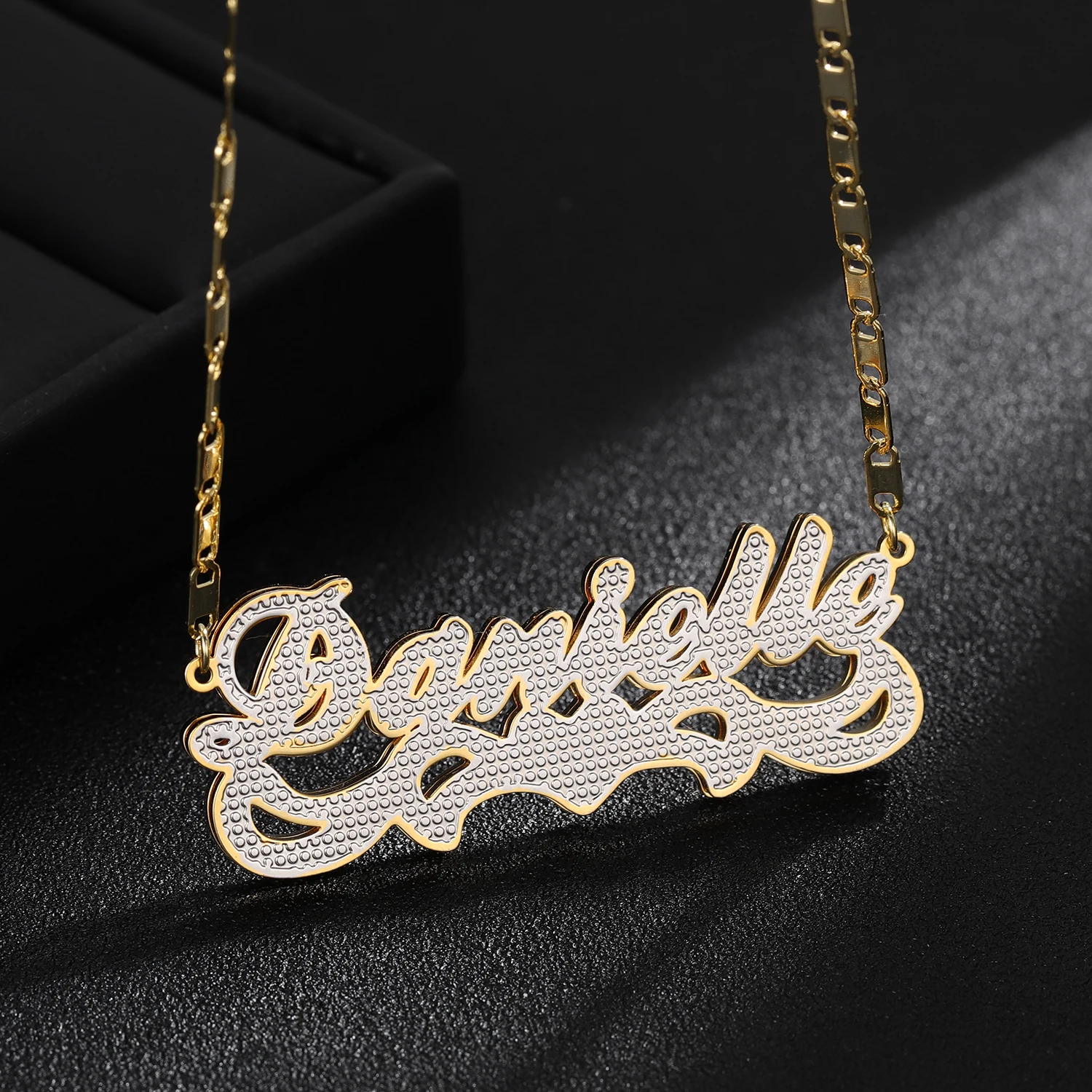Customized Name Necklace Double 18K 