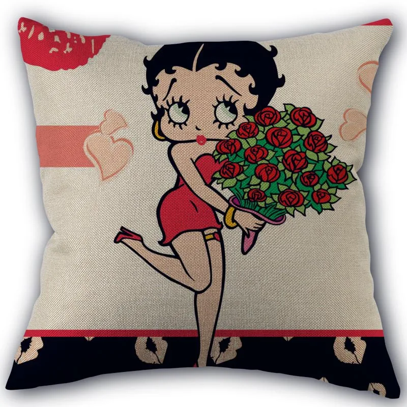 8 Пользовательские Betty Boop мультфильм наволочка льняное белье фабричный Текстиль для дома наволочка квадратной формы размером 45*45 см, свадебных платьев, декоративных изделий и не выцветает - Цвет: 8