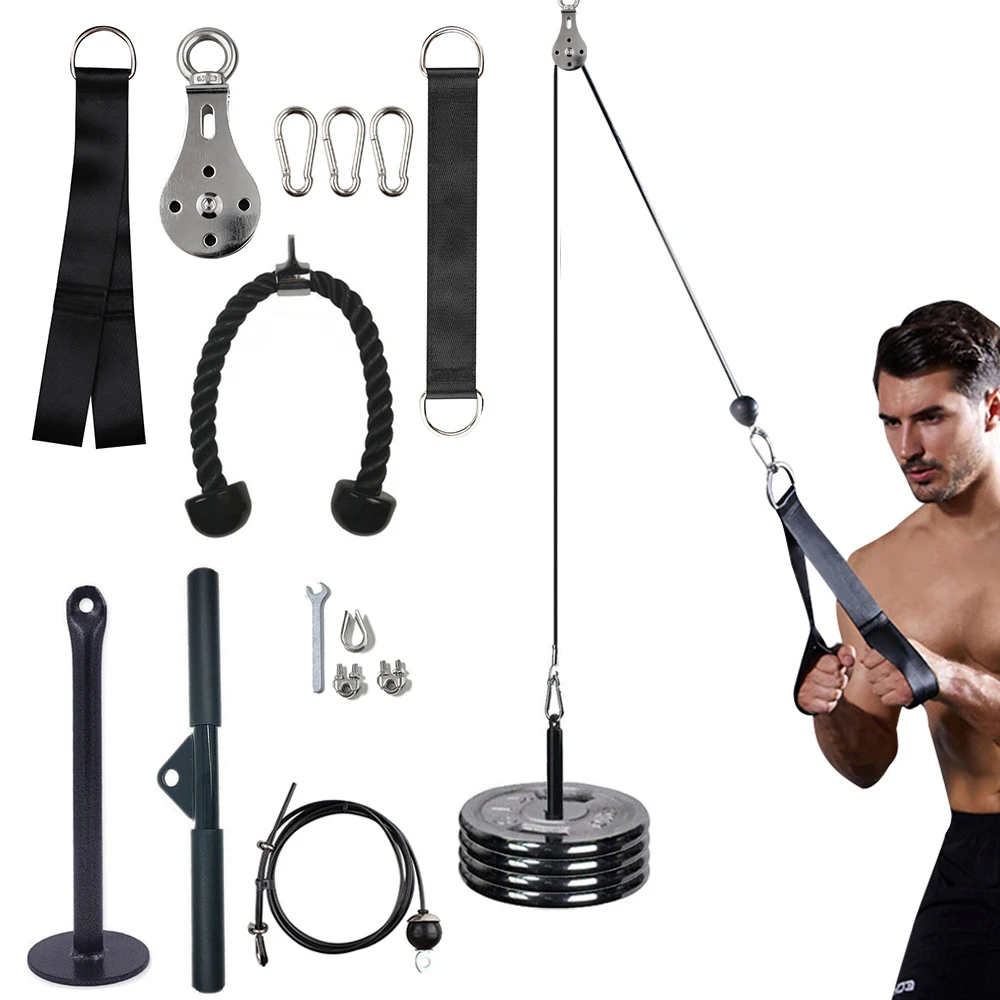 Permalink to Fitness DIY Gym Pulley Cable Machine Attachment System Adjustable 2.5m Cable Workout Arm Biceps Triceps Hand Training Equipment