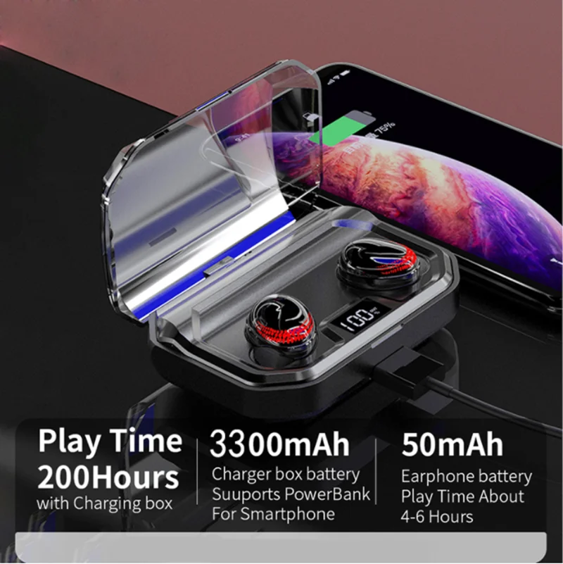 X10 TWS настоящие беспроводные наушники Bluetooth 5,0 наушники IPX7 водонепроницаемые с зарядным устройством 3300 мАч Микрофон Держатель зарядного устройства для мобильного телефона