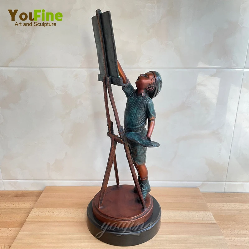 55cm Bronze Children Sculpture Kids Statue Modern At Figurines of Kid Drawing For Home Decoration | Дом и сад