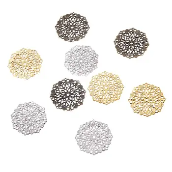 

60pcs/box Mixed Color Metal Iron Filigree Joiners Links Flat Round Connectors for Jewelry Bracelet Necklace Earrings Accessories