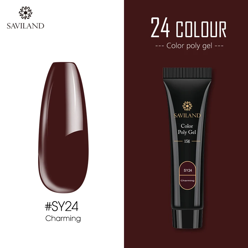 15ml SY24 SAVILAND цветной полигель для наращивания пальцев 24 Цвета УФ-гель для быстрого наращивания 30 г/15 г полигель-лак для ногтей Твердый Гель-лак для ногтей - Цвет: 15ml SY24