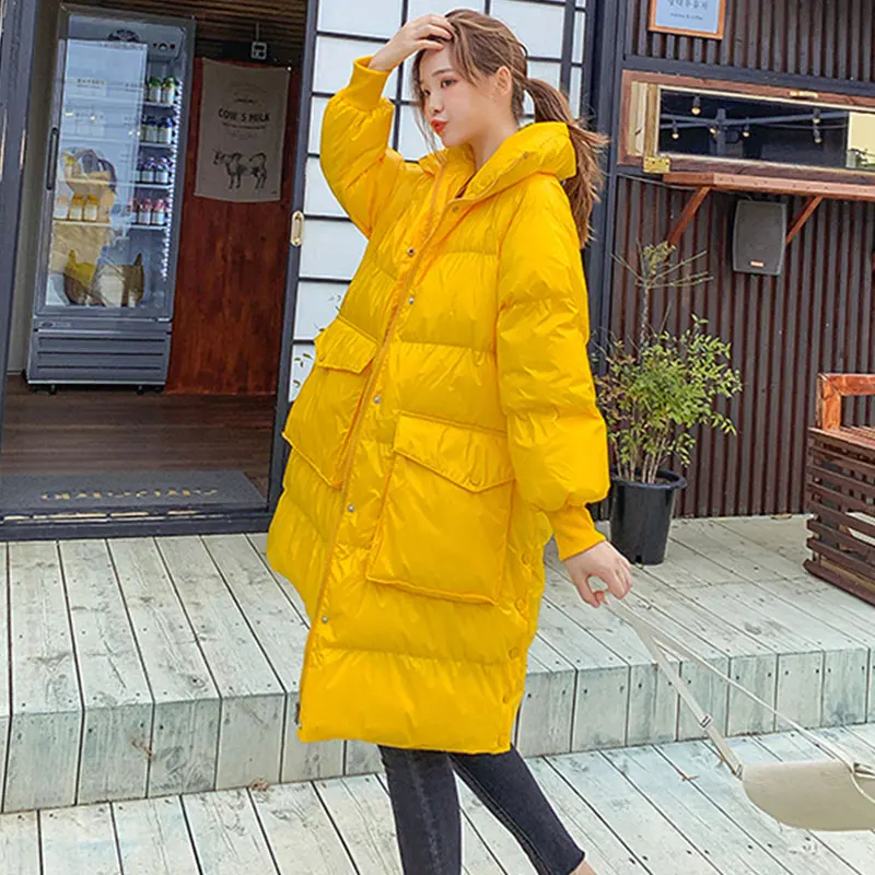 Oversized jacket women Thick Winter Warm Coat Long Down jacket Parka Glossy Thick cotton Jacket Winter Coat Women Windbreaker