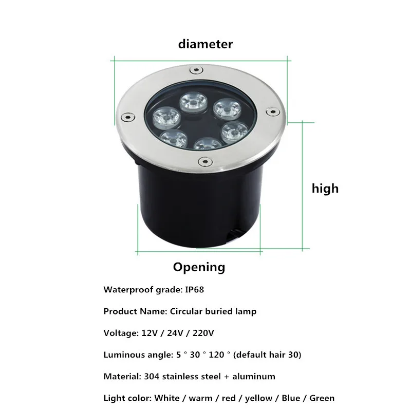 LED Underground Light 9W 12W  Floor Lamp Outdoor Ground Spot Landscape Garden Square Path Buried Yard AC12V/24V IP68 Spotlight