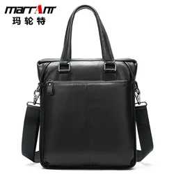 Men Bag Vertical Genuine Leather Business Handheld Briefcase Fashion Shoulder Bag 8846