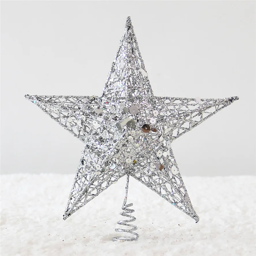 New 1PC Silver Christmas Tree Topper Sparkles Stars Hang Xmas Decoration Ornament Treetop Party 1118#30 | Дом и сад
