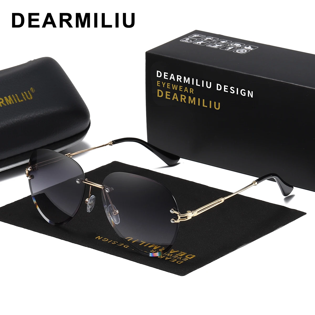 DEARMILIU брендовые дизайнерские модные женские Солнцезащитные очки женские солнцезащитные очки без оправы винтажная оправа из сплава оттенки oulo градиентные линзы UV400