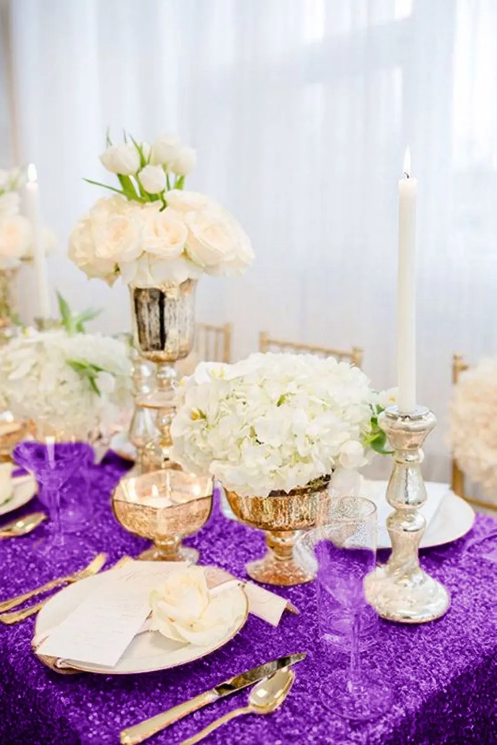 Sequin Tablecloth Purple Banquet Tablecloths for Rectangle Tables 50x80 Inch Wedding Table Cloths Fabric Table Cover for Parties