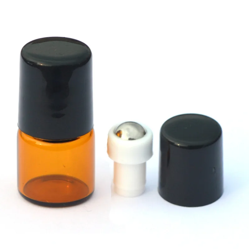 100pcs 1ml Essential Oil Roll On Glass Perfume Bottle Empty Amber 1cc Refillable Roller Sample Container | Красота и здоровье