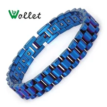 Wollet Ювелирные Изделия Магнитная терапия браслет из нержавеющей стали браслет для женщин мужчин синий покрытием гематит здоровье и гигиена исцеляющая энергия